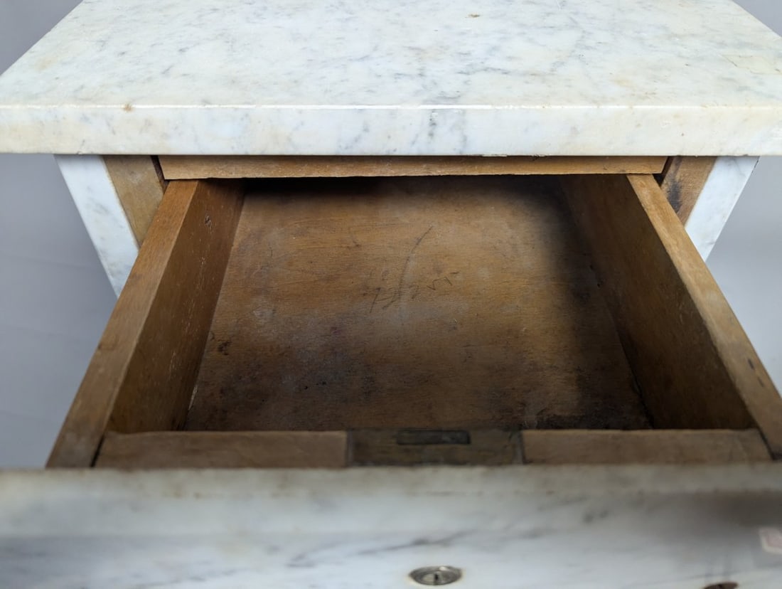 Antique Marble Barber Shop Cabinet Vintage Furniture Medical Stand White Marble - 7