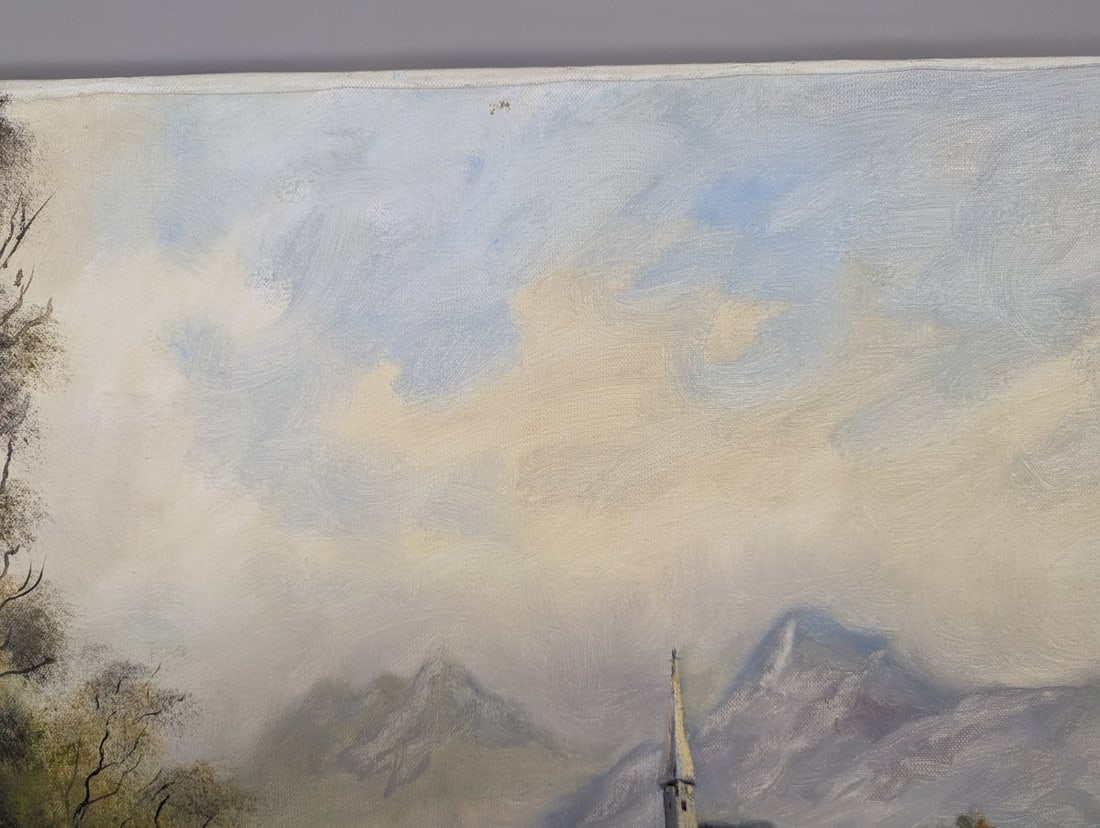 Seidler Oil on Canvas Alpine Landscape Painting Scenic Mountain Lake Art 32 x 24 - 2