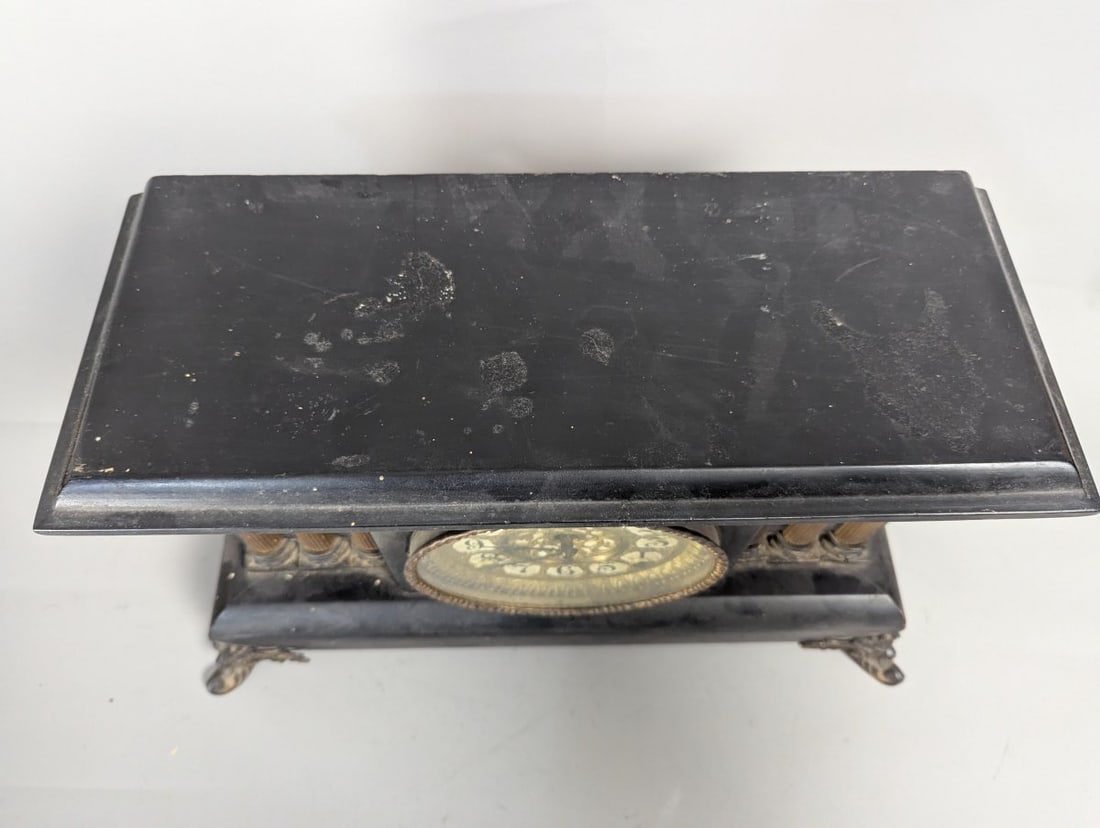 Wm. L. Gilbert Dearborn Mantel Clock Antique Black Wood Decorative Style - 2