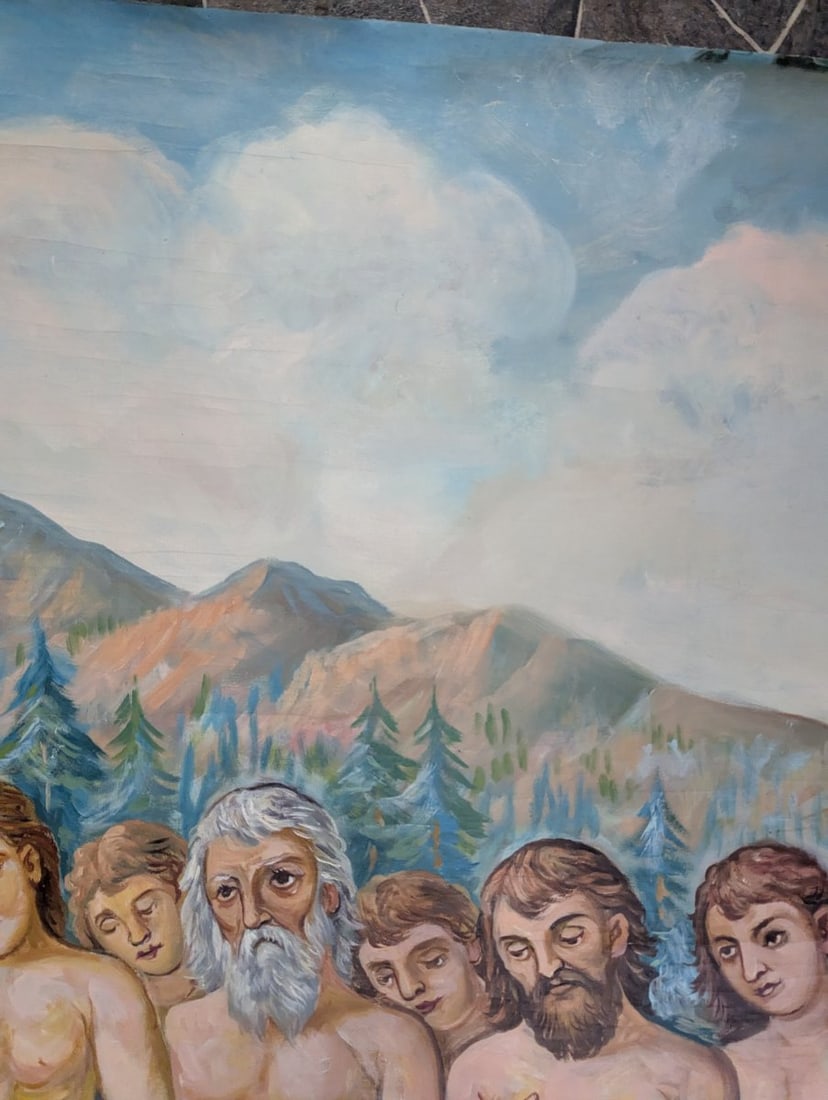 Large Unsigned Religious Oil Painting on Canvas with Beautiful Religious Motifs - 2
