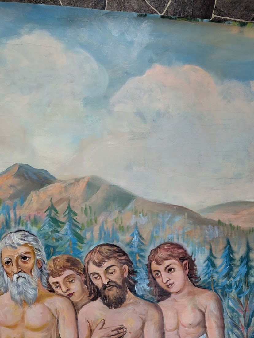 Large Unsigned Religious Oil Painting on Canvas with Beautiful Religious Motifs - 3