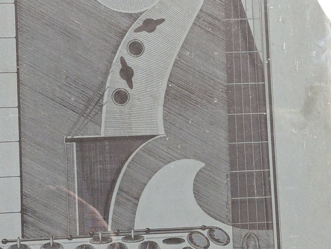 Wm S. O'Donnell Jr. Chicago Grand-Tour Etched Glass Art Panel 25 x 35 Jazz Theme - 4