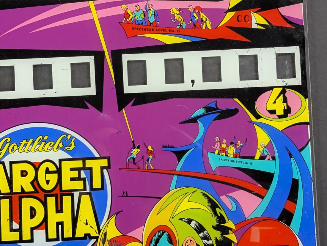 Gottlieb Target Alpha Pinball Machine Backglass by Gordon Morison Vintage Art 1976 - 4