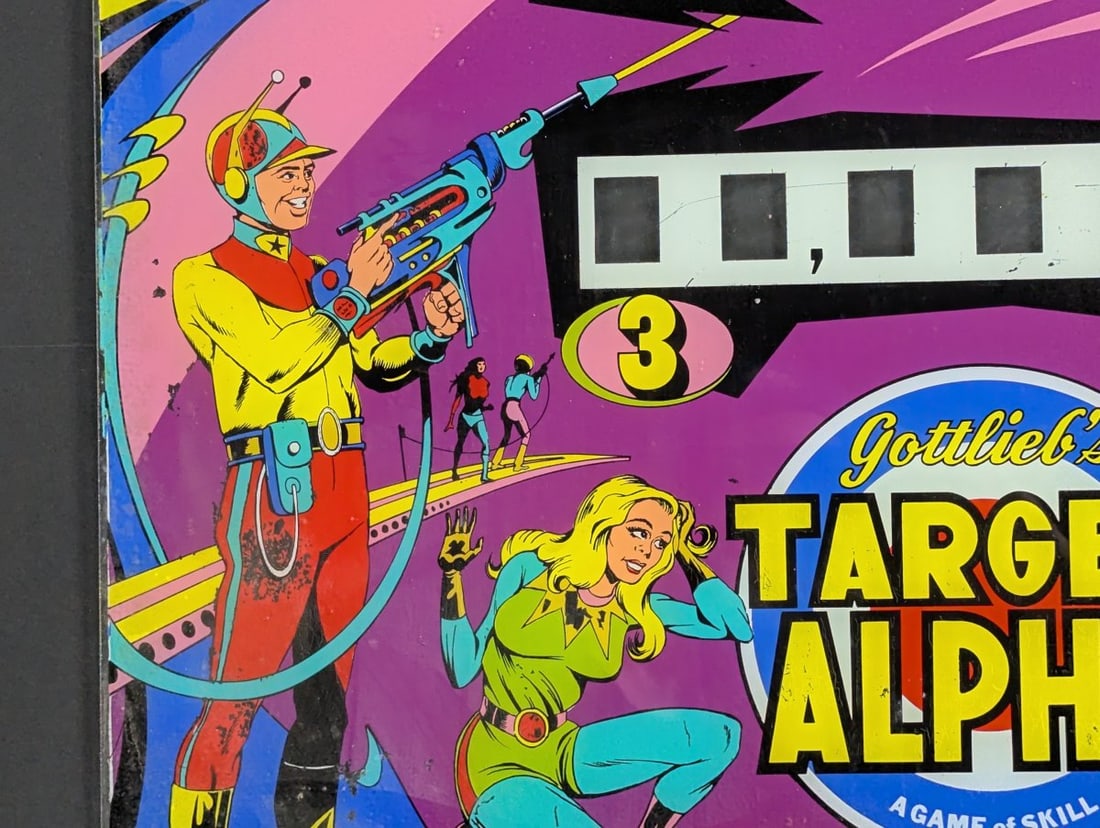 Gottlieb Target Alpha Pinball Machine Backglass by Gordon Morison Vintage Art 1976 - 5