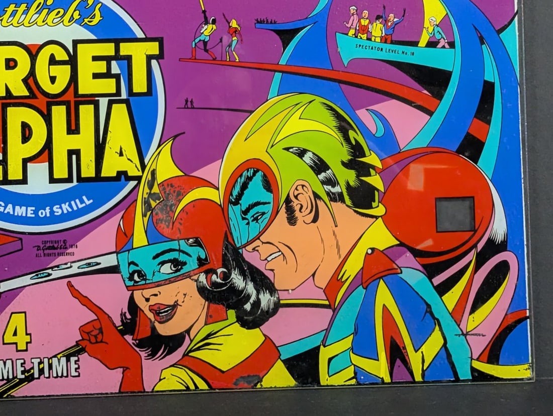 Gottlieb Target Alpha Pinball Machine Backglass by Gordon Morison Vintage Art 1976 - 6