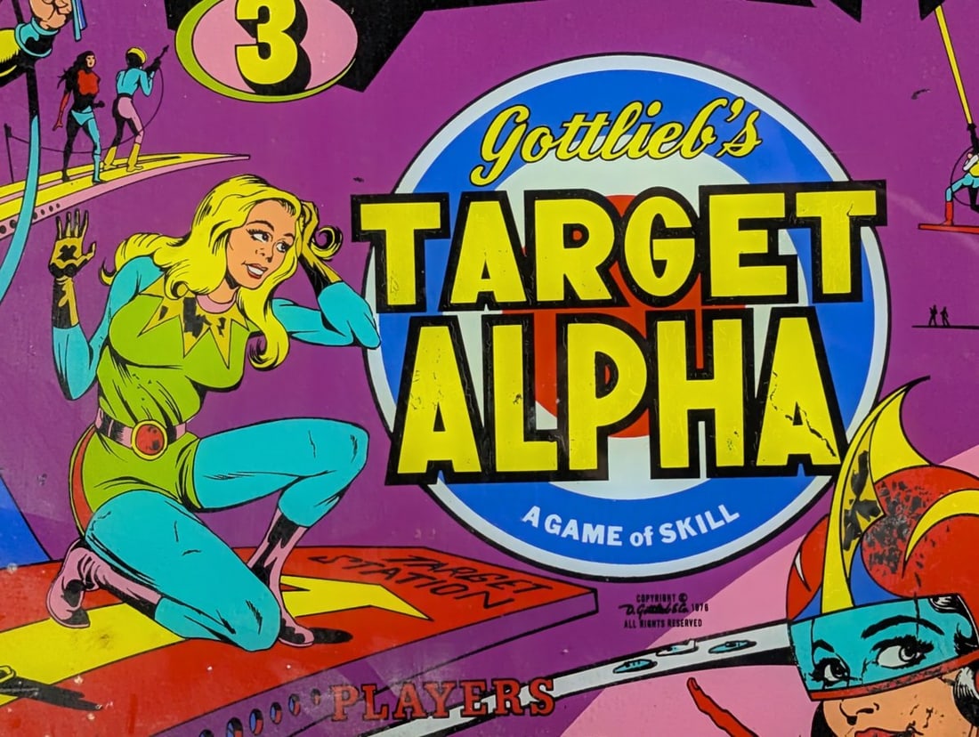 Gottlieb Target Alpha Pinball Machine Backglass by Gordon Morison Vintage Art 1976 - 7