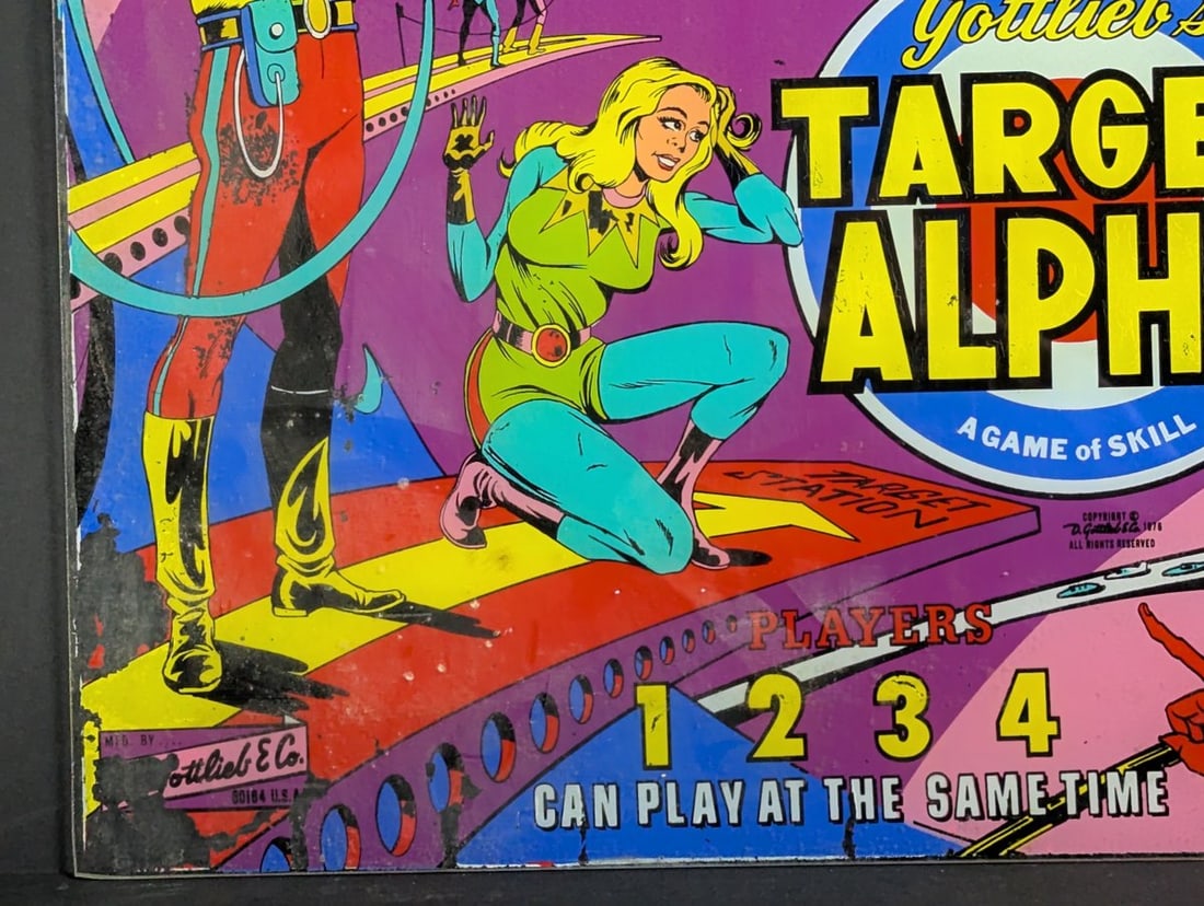 Gottlieb Target Alpha Pinball Machine Backglass by Gordon Morison Vintage Art 1976 - 8