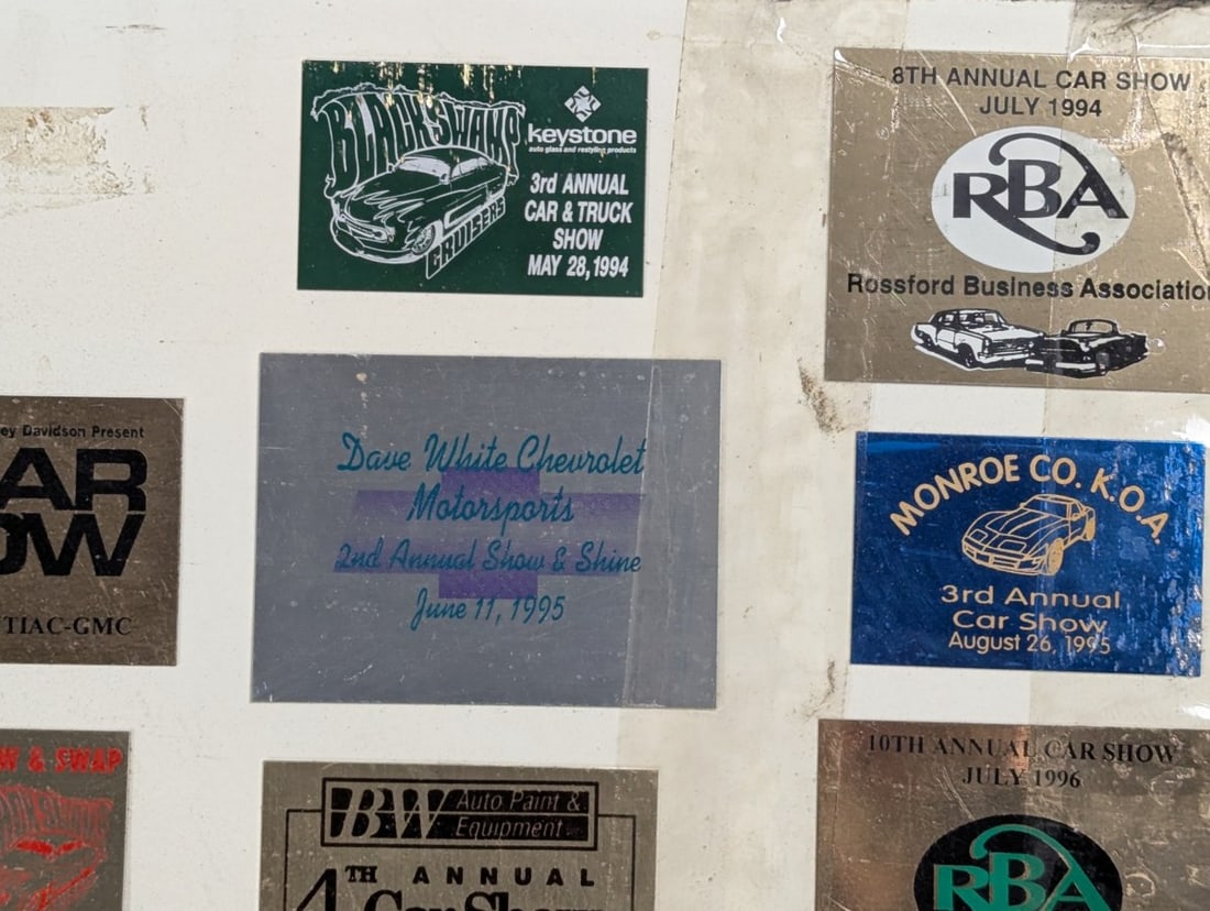 Collection of 1990s Ohio Michigan Car Show Dash Plaques Display Board Automotive Memorabilia - 7