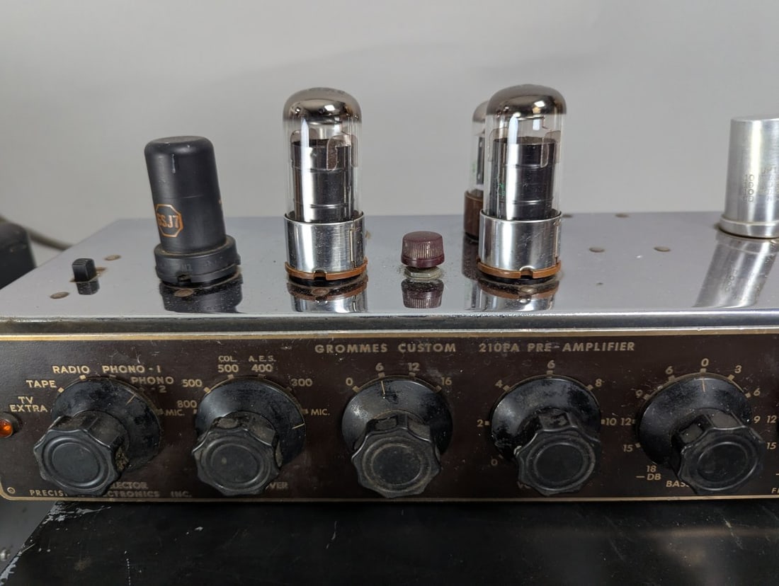 Vintage Grommes Tube Audio Set Pre-Amplifier Power Amplifier Tuner Hi-Fi System - 2