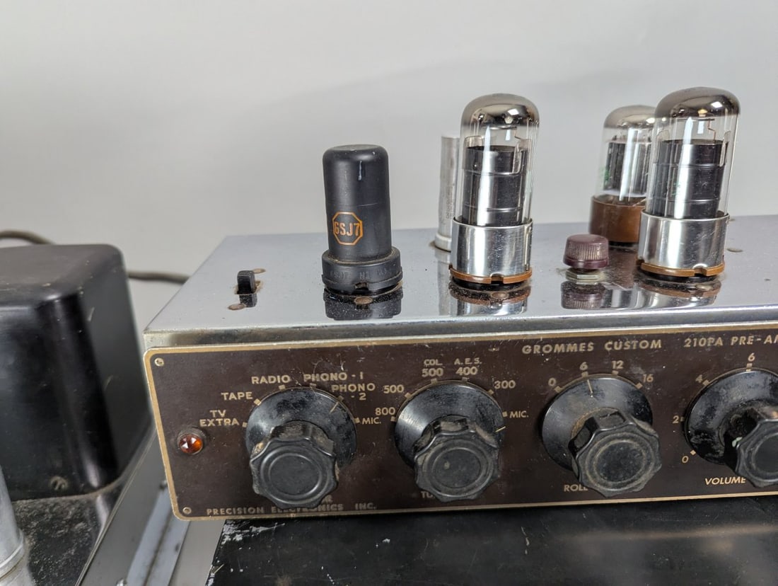 Vintage Grommes Tube Audio Set Pre-Amplifier Power Amplifier Tuner Hi-Fi System - 4