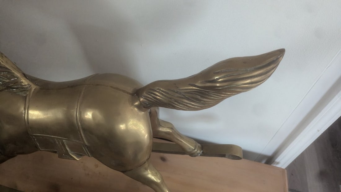 Vintage Large Solid Brass Rocking Horse Sculpture Unique Home Decor Mid-Century Style - 3