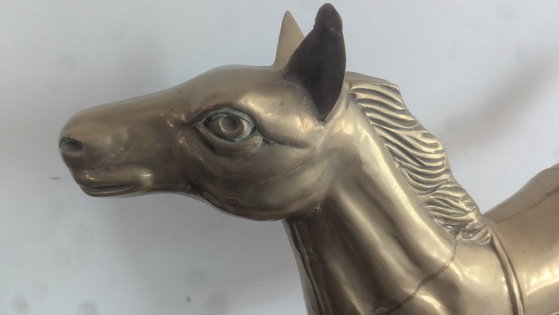 Vintage Large Solid Brass Rocking Horse Sculpture Unique Home Decor Mid-Century Style - 4