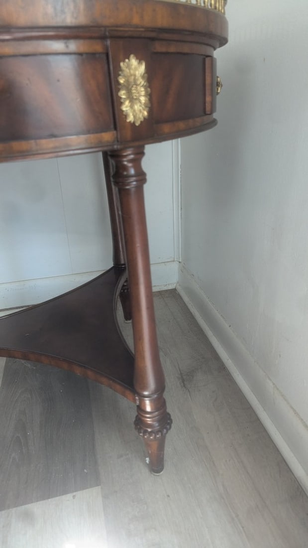 Maitland-Smith Neoclassical Style Marble Top Gallery Table with Brass Accents - 2