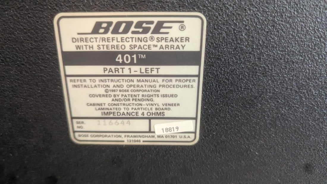 Bose 401 Direct/Reflecting Speakers Stereo Pair Vintage Audio - 7