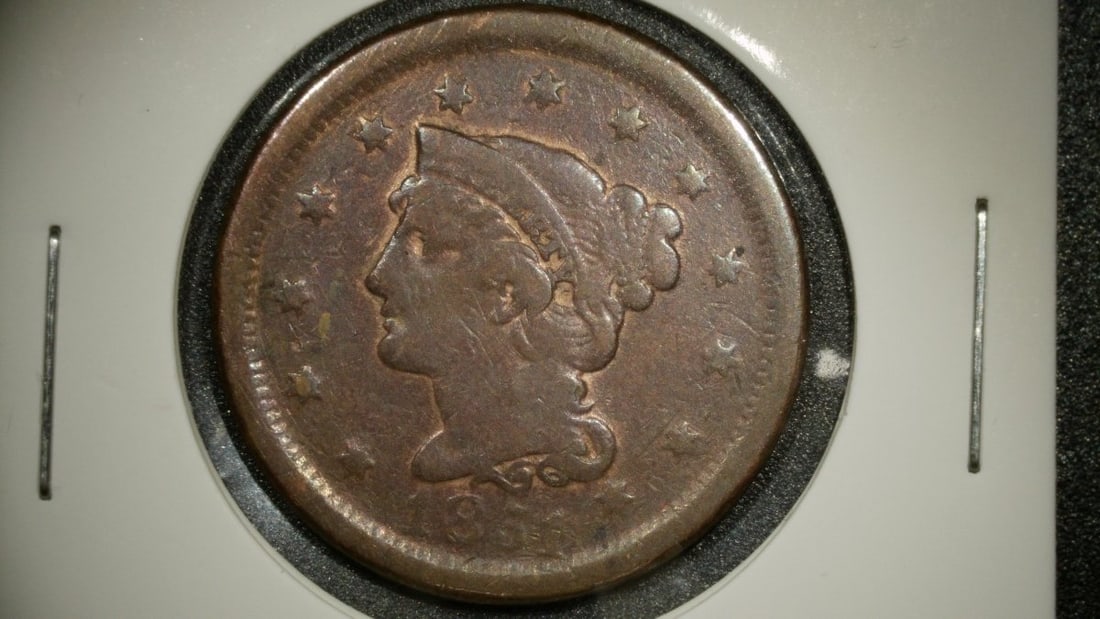 1851 Braided Hair Large Cent Fine Christian Gobrecht US Mint Coin (1 of 2)