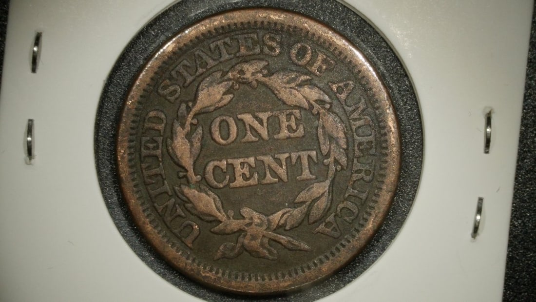 1848 Braided Hair Large Cent Coin V.F. Christian Gobrecht Design, Collector's Item - 2