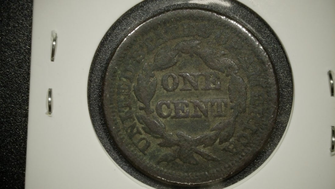 1845 Braided Hair Large Cent Christian Gobrecht Very Good Coin - 2