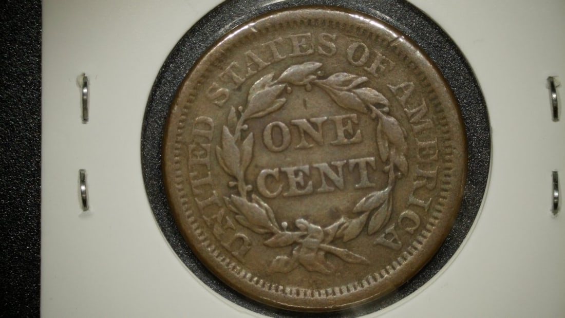 1855 Braided Hair Large Cent Very Fine VF Christian Gobrecht US Mint - 2
