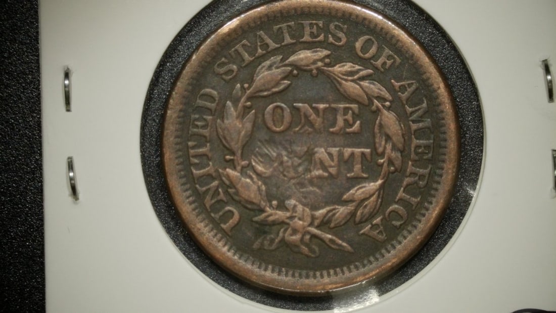 1854 Braided Hair Large Cent Coin by Christian Gobrecht, Very Fine Grade - 2