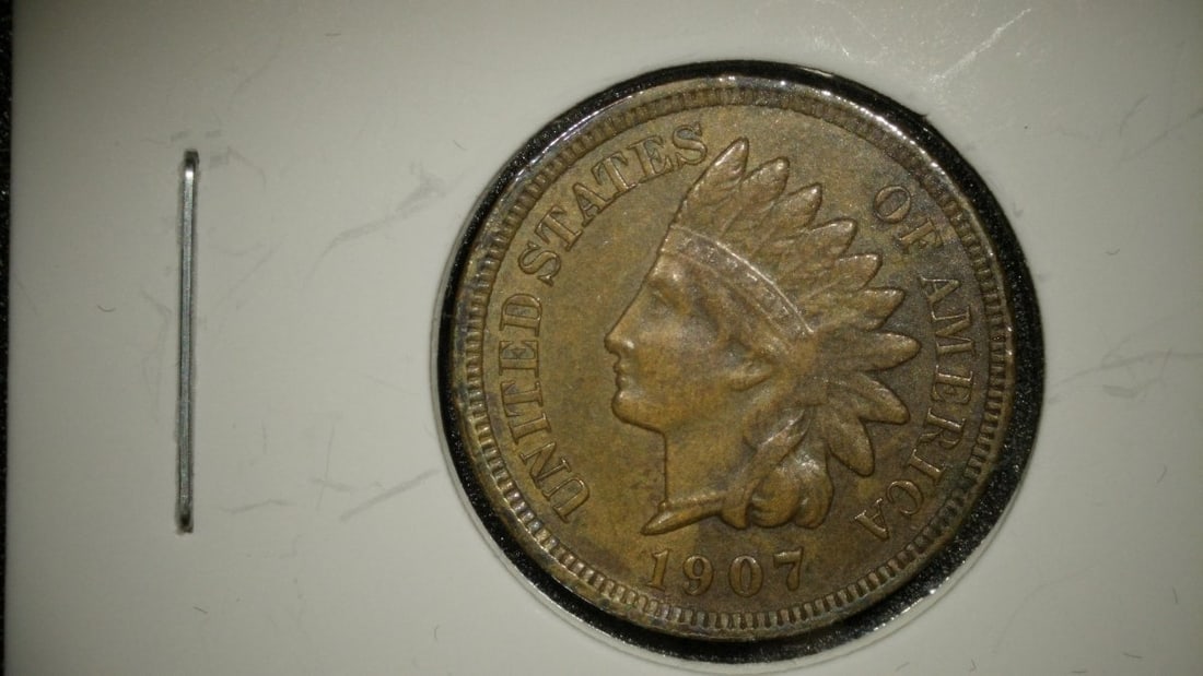 Collection of 4 Indian Head Cents 1900 F 1896 G 1907 AU 1890 EF by James Barton Longacre - 5