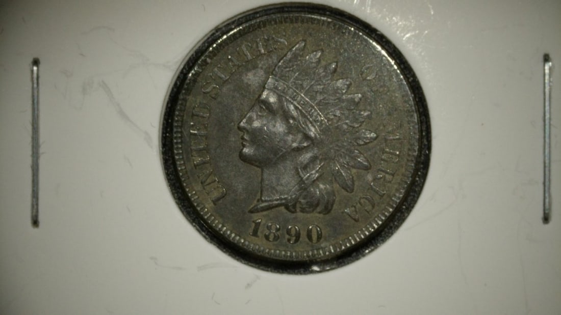 Collection of 4 Indian Head Cents 1900 F 1896 G 1907 AU 1890 EF by James Barton Longacre - 7