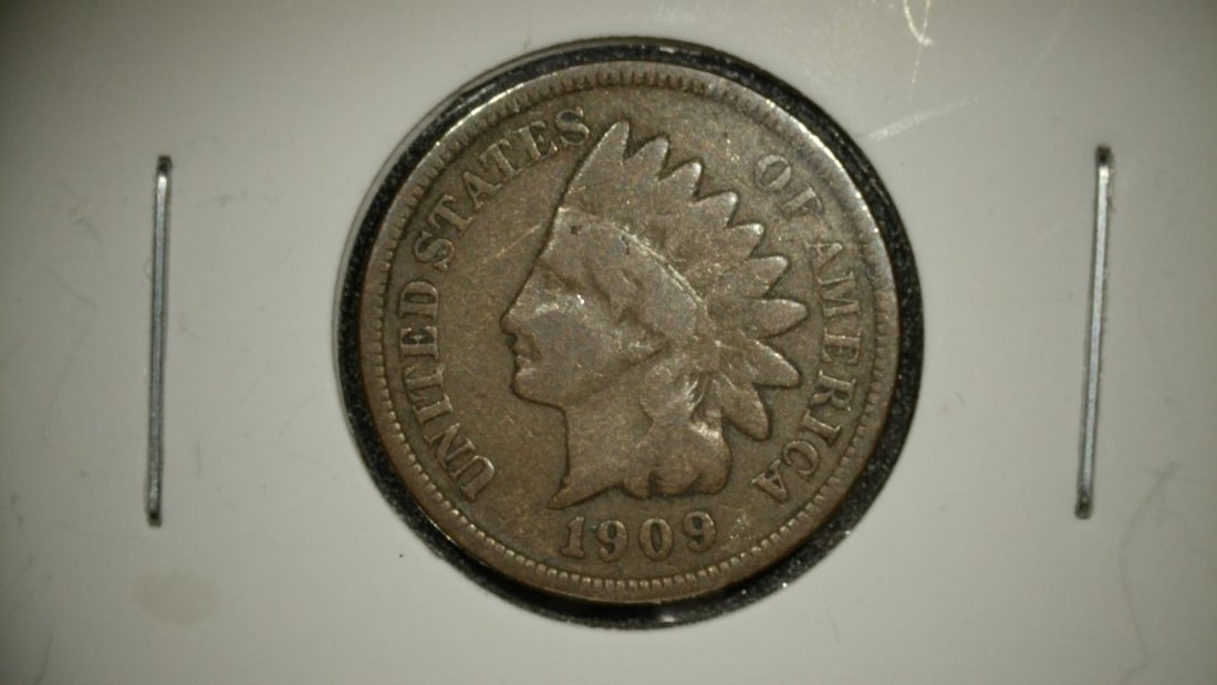 1909 Indian Head Cent Fine by James Barton Longacre Last Year of Issue Coin - 3