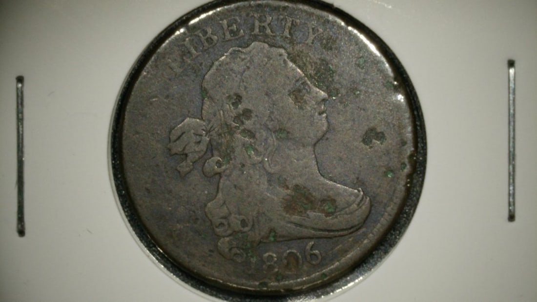 1806 Draped Bust Half Cent G Coin by Robert Scot - Early American Copper Collectible: **Important** Please read below description on how to avoid high shipping costs. This is an 1806 Draped Bust Half Cent with a grade of G, designed by Robert Scot, the first Chief Engraver of the U.S.