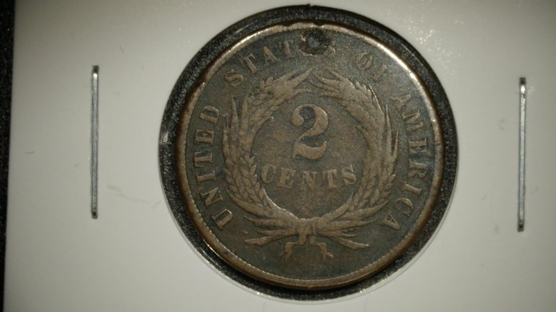 1864 United States Two Cent Piece F. Holed Historical Coin Collector Item - 3