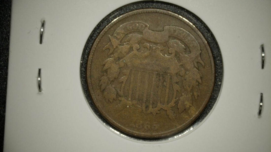 1865 Two-Cent Piece Poor P-1 Grade by James B. Longacre - Civil War Era Coin - 2