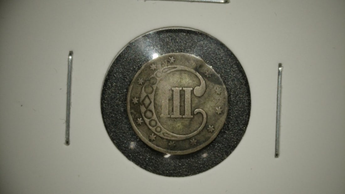 1853 Silver Three Cent Trime Coin AG by James B. Longacre - Historic US Currency: **Important** Please read below description on how to avoid high shipping costs. Presenting an 1853 Silver Three Cent coin, also known as a trime. This Type 1 design coin was minted from 1851 to
