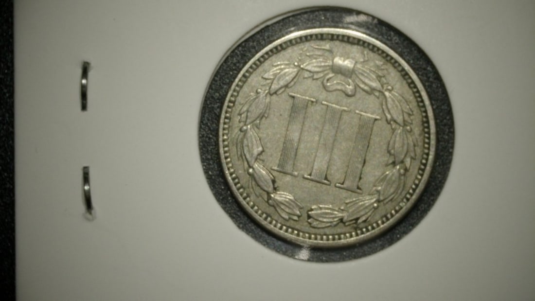 1865 Three-Cent Nickel VF by James B. Longacre - Popular Collectible Coin - 2
