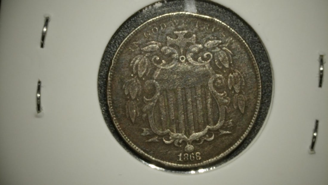 1868 Shield Nickel Five Cent Piece VF by James B. Longacre - 2