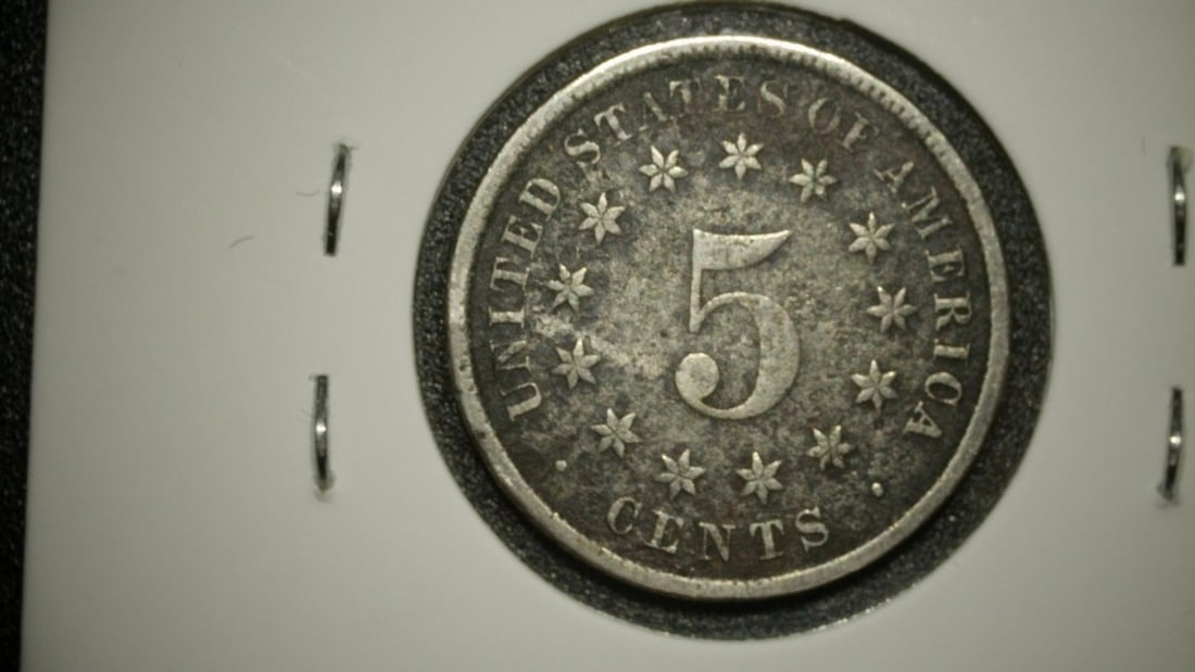 1882 Shield Nickel Five Cent Piece - Repunched Date Graded Fine by Longacre - 2