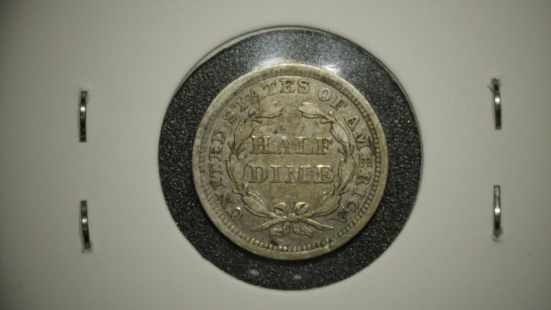 1856 Seated Liberty Half Dime V.F. by Christian Gobrecht - Silver Coin - 2