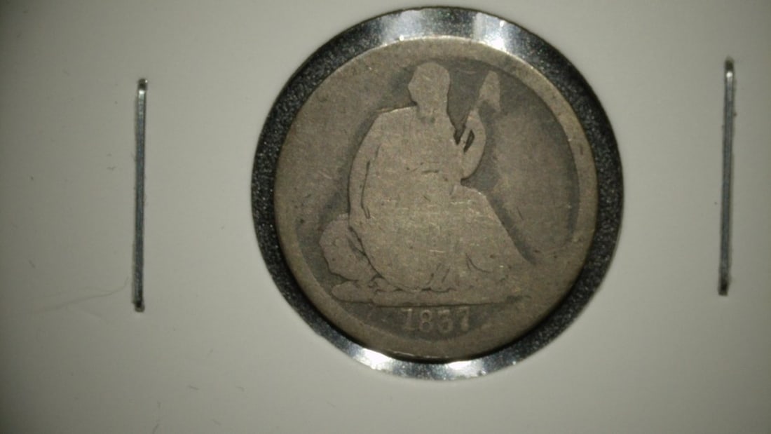 1837 Seated Liberty Dime No Stars Good Christian Gobrecht Design: **Important** Please read below description on how to avoid high shipping costs. This is a rare 1837 Seated Liberty Dime from the highly sought-after No Stars variety, showcasing the iconic design by