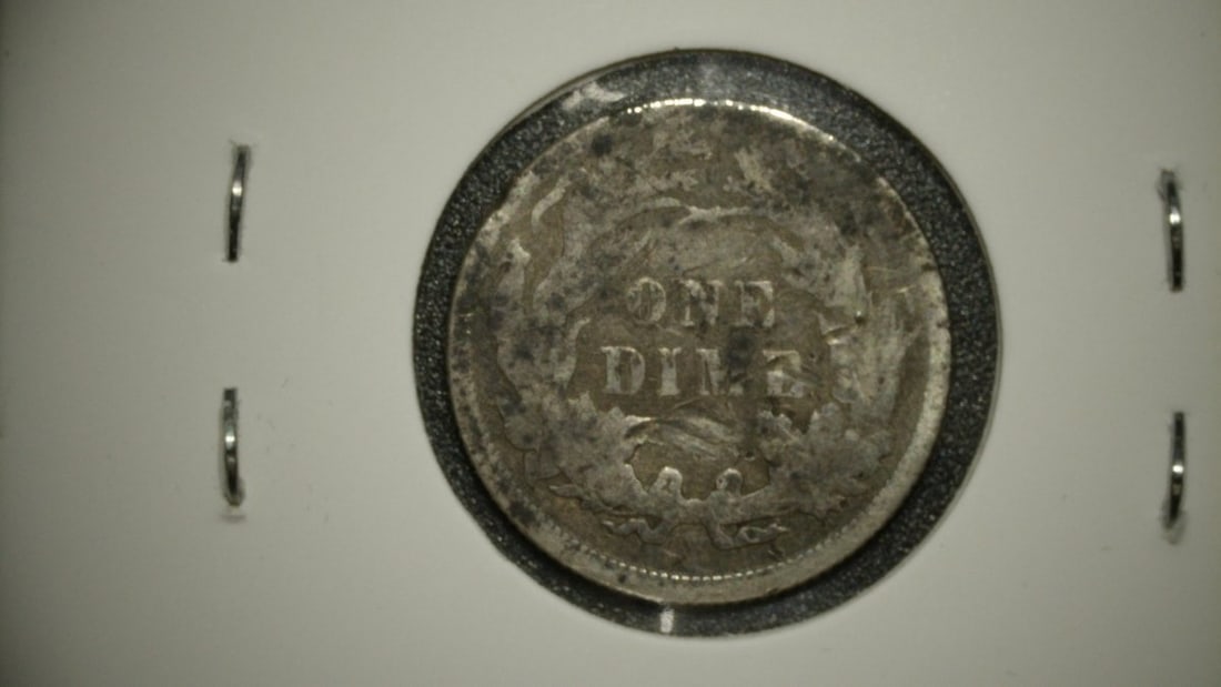 1877 Seated Liberty Dime V.G. by Christian Gobrecht, 90% Silver Coin - 2