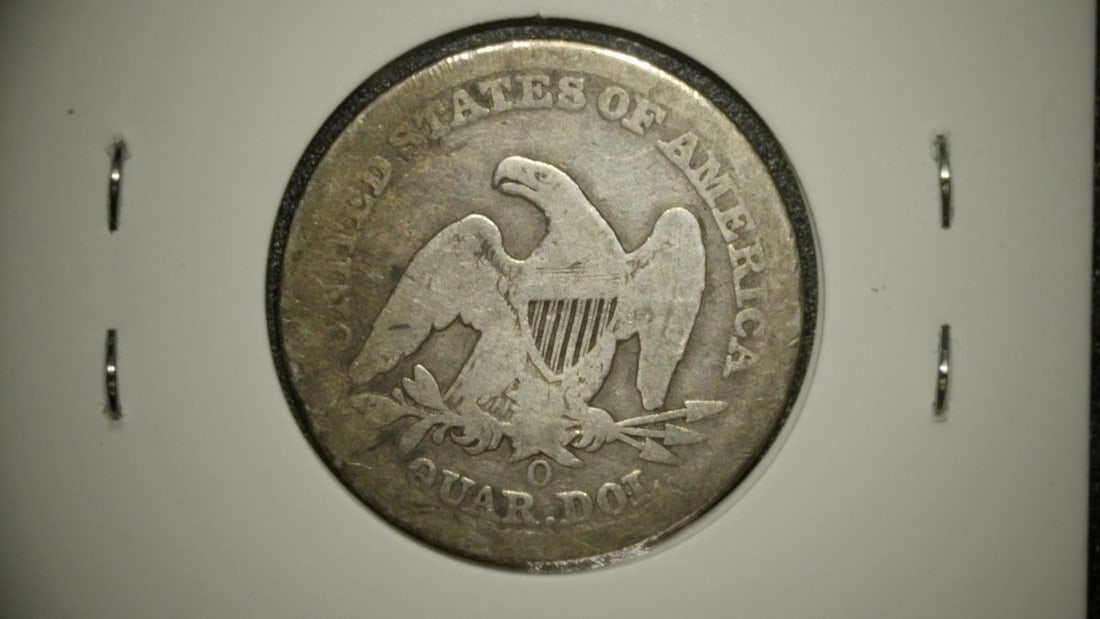 1859-O Seated Liberty Quarter, Variety 1, About Good - Christian Gobrecht Design - 2
