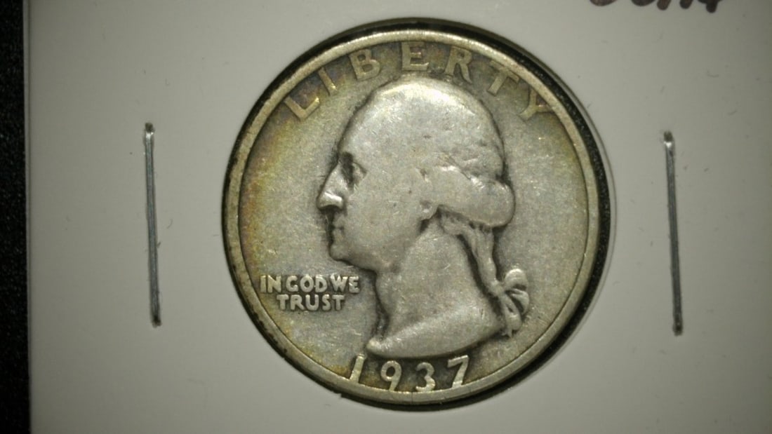 1937-S Washington Silver Quarter Fine John Flanagan Design 90% Silver Coin: **Important** Please read below description on how to avoid high shipping costs. Up for auction is a 1937-S Washington Silver Quarter, graded Fine. This notable coin features the iconic design by