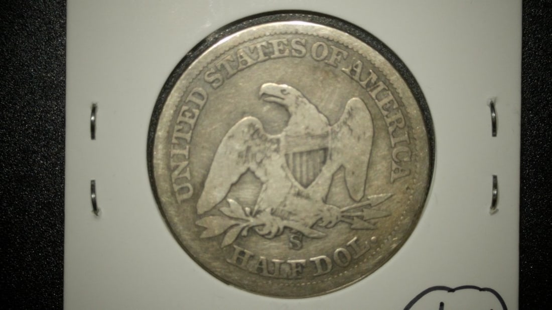 1859-S Seated Liberty Half Dollar Coin by Christian Gobrecht - Grade Very Good (VG) - 2