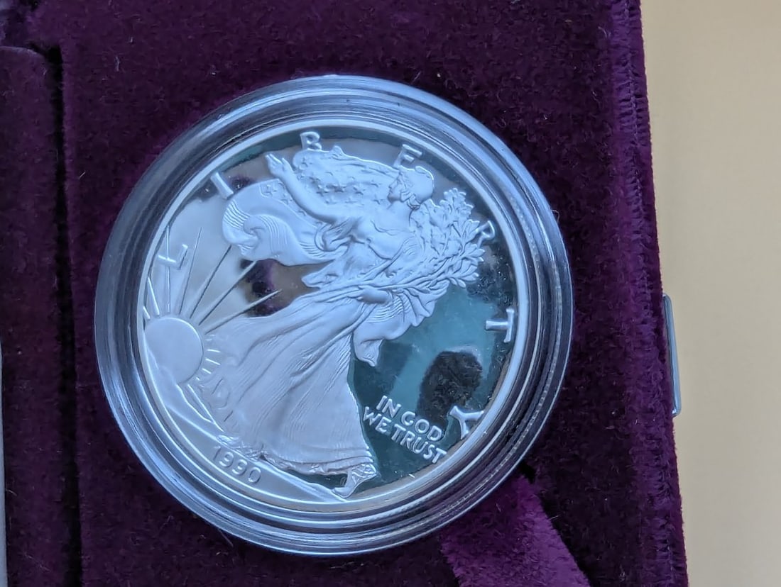 1990-S American Eagle Silver Proof Dollar Coin by Adolph A. Weinman - Grade: Excellent - 3