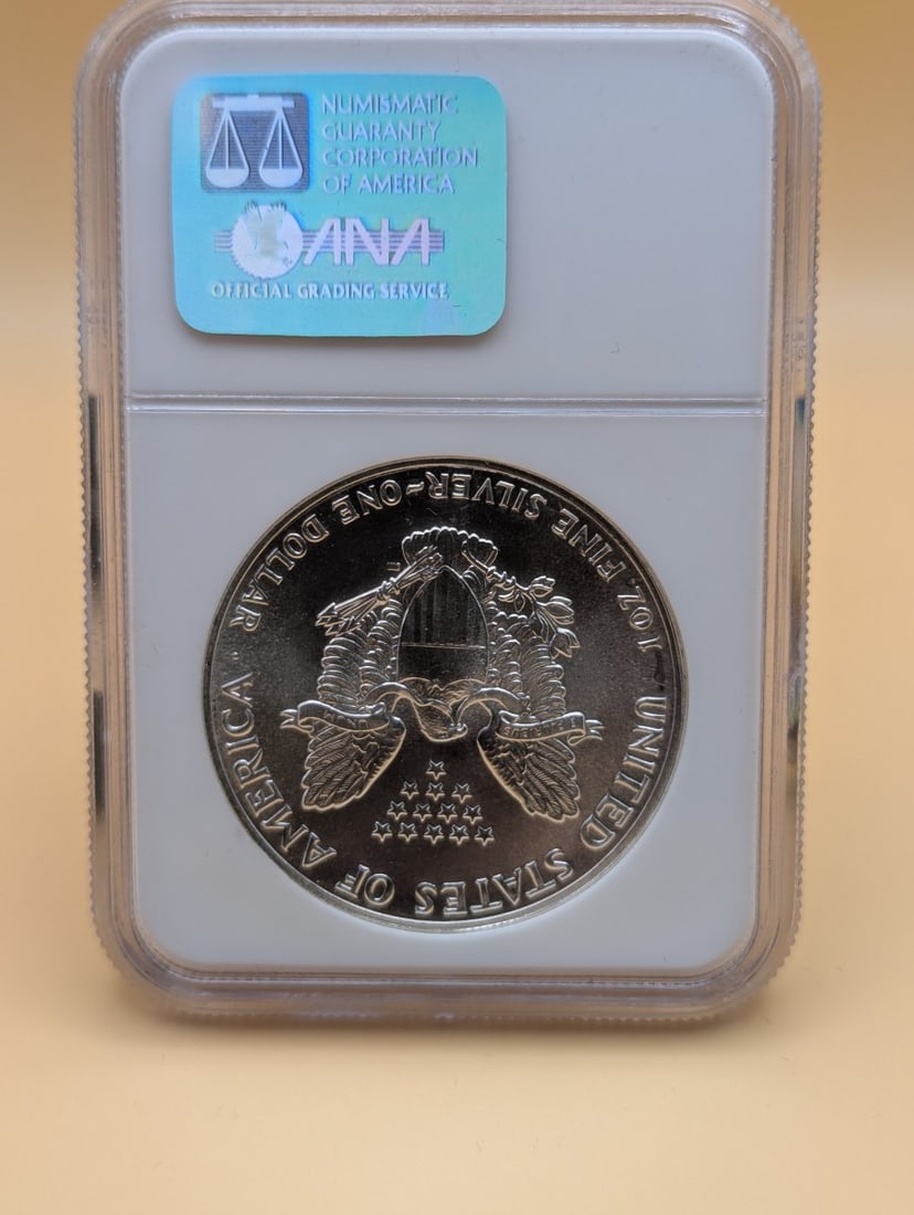 1986 American Silver Eagle S$1 Coin NGC MS 69 by Adolph A. Weinman - 2