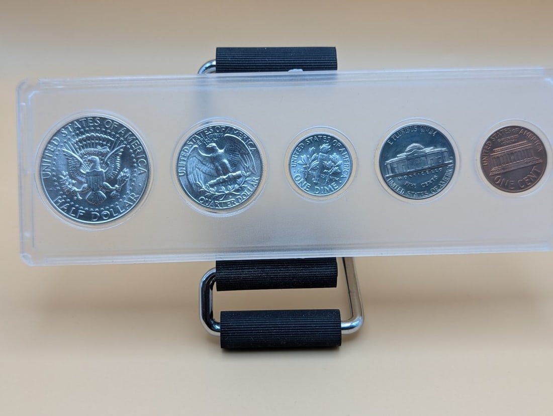 1964 US Mint Uncirculated 5-Coin Set 90% Silver Kennedy Half Dollar - 2