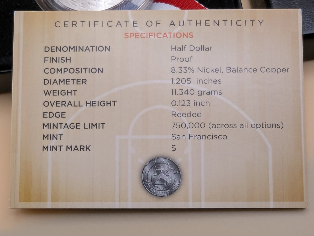 2020-S Basketball Hall of Fame Proof Half Dollar Commemorative Coin Set - 6