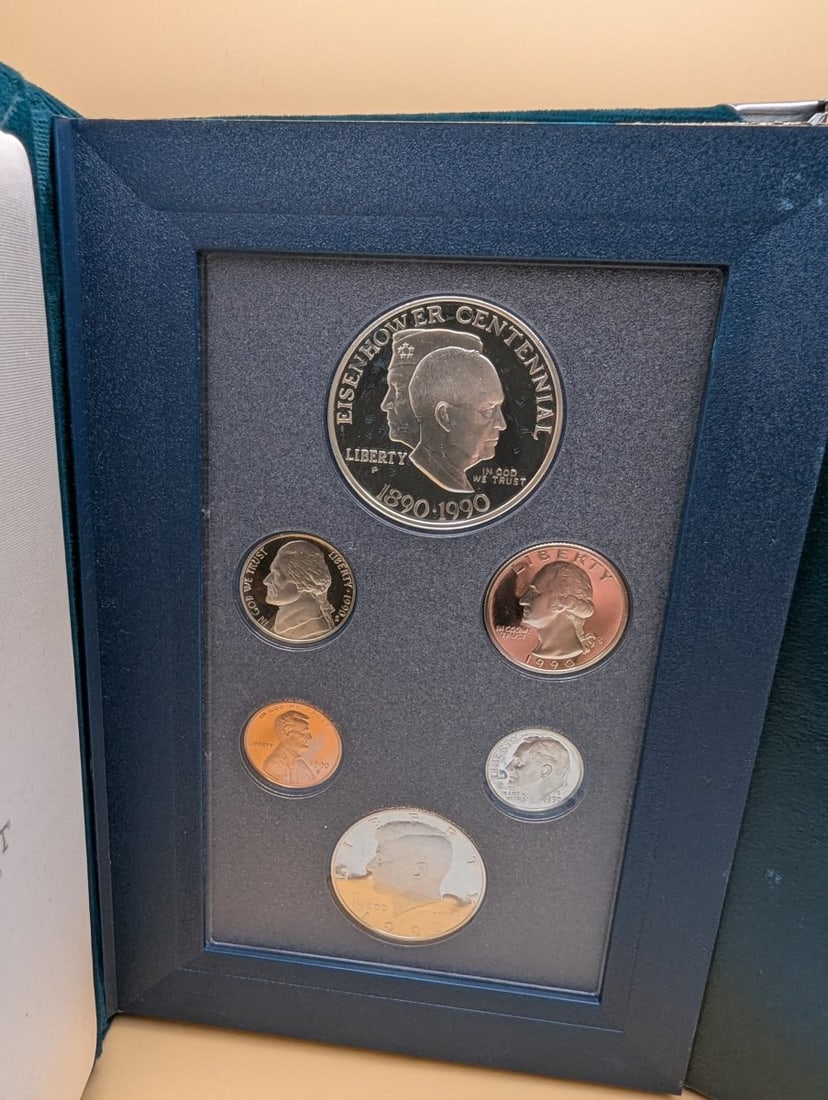 1990 United States Mint Prestige Proof Set with Eisenhower Centennial Silver Dollar - Excellent - 2