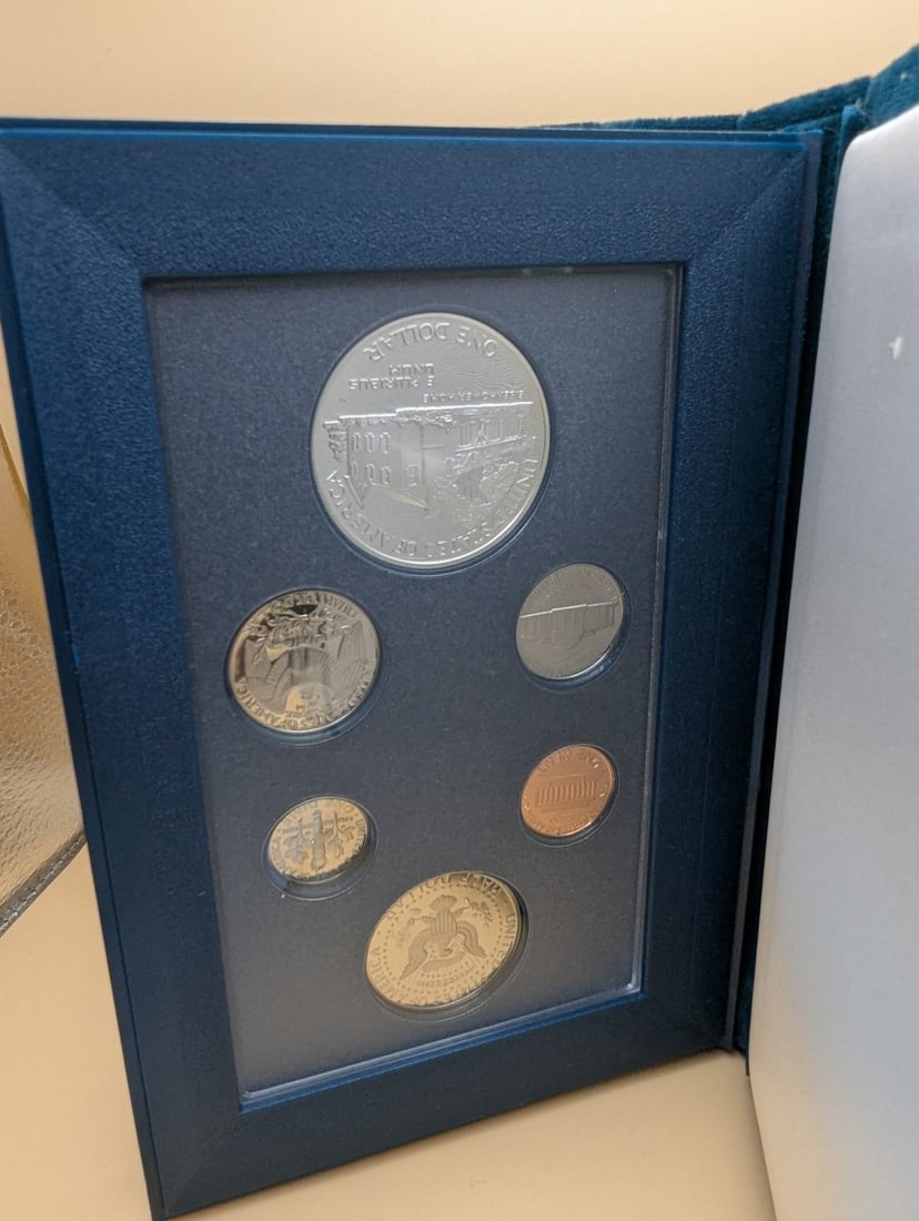 1990 United States Mint Prestige Proof Set Eisenhower Centennial Silver Dollar Excellent - 3