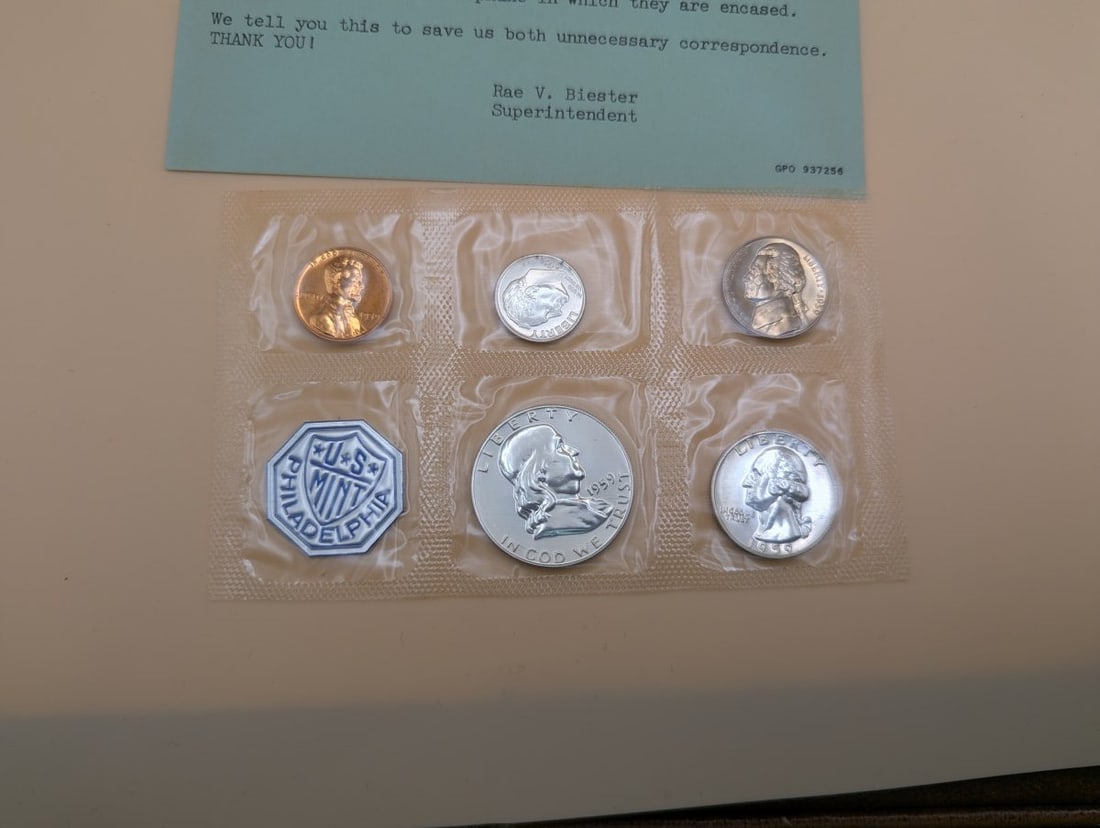1959 US Mint Proof Set Complete with Original Packaging - Uncirculated Proof 5 Coins - 2