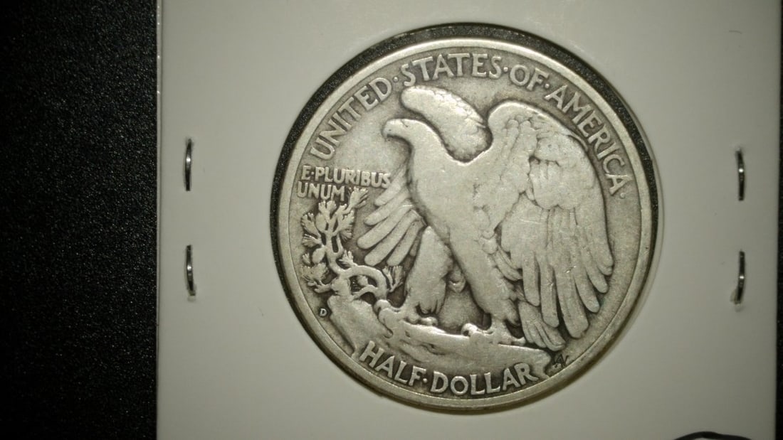 1938-D Walking Liberty Half Dollar by Adolph A. Weinman - Very Good Condition - 2
