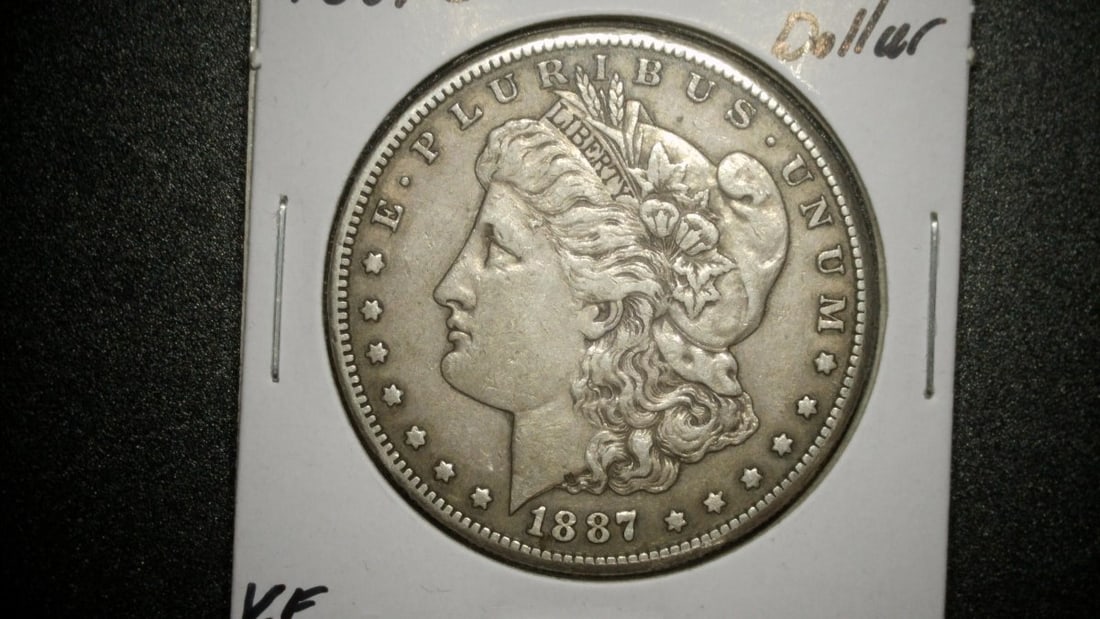 1887-O Morgan Silver Dollar Fine & 1887-S Morgan Silver Dollar Very Fine George T. Morgan (1 of 2)