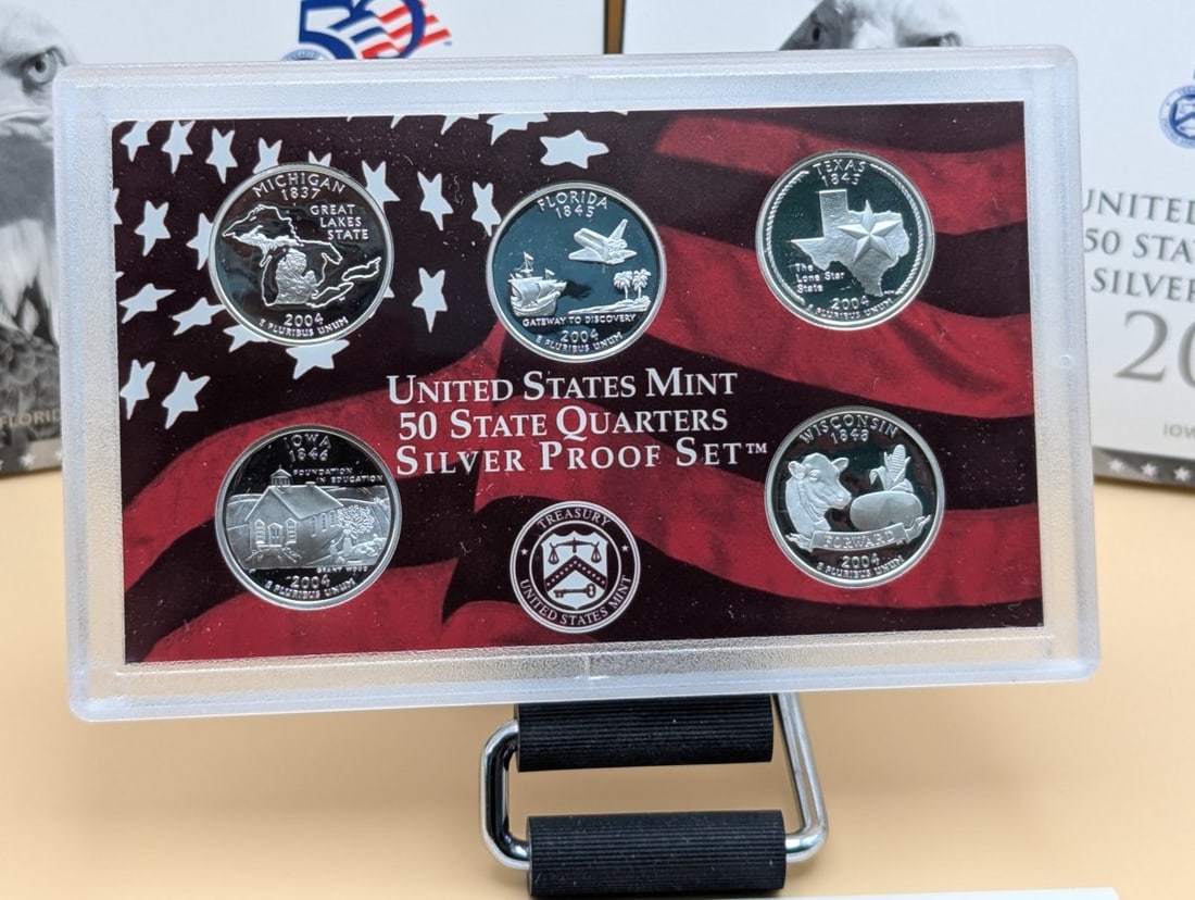 2004 US Mint 50 State Quarters Silver Proof Set - Excellent Condition (2 Sets) - 2