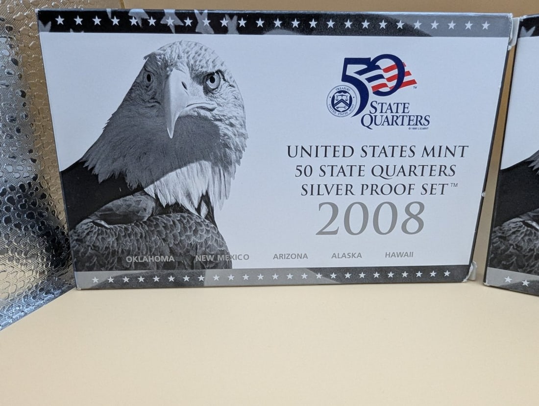 2008 United States Mint 50 State Quarters Silver Proof Set - Excellent Condition - 4